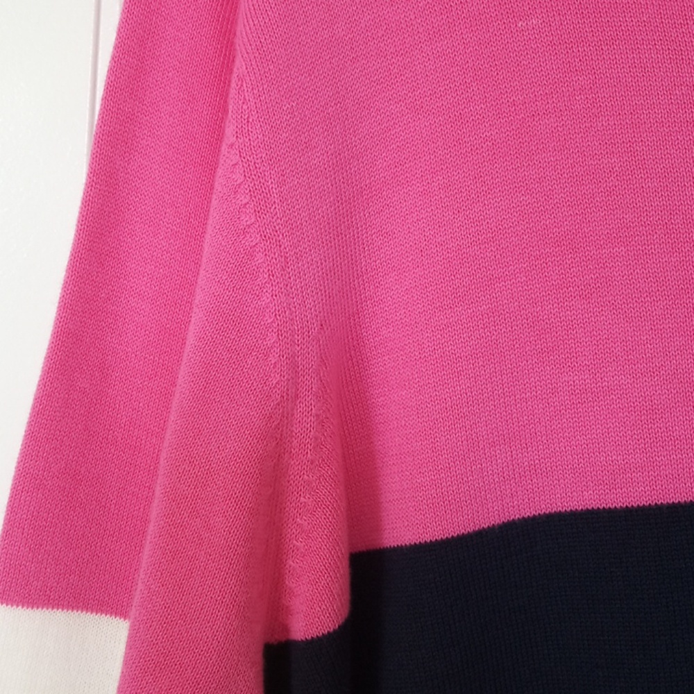 Crown & Ivy Short Sleeve Colorblock Knit Sweater XL Pink Navy NWT - Picture 3 of 11